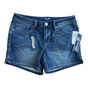 Seven7 Blue Knit Denim Shorts Size 10 Women NWT